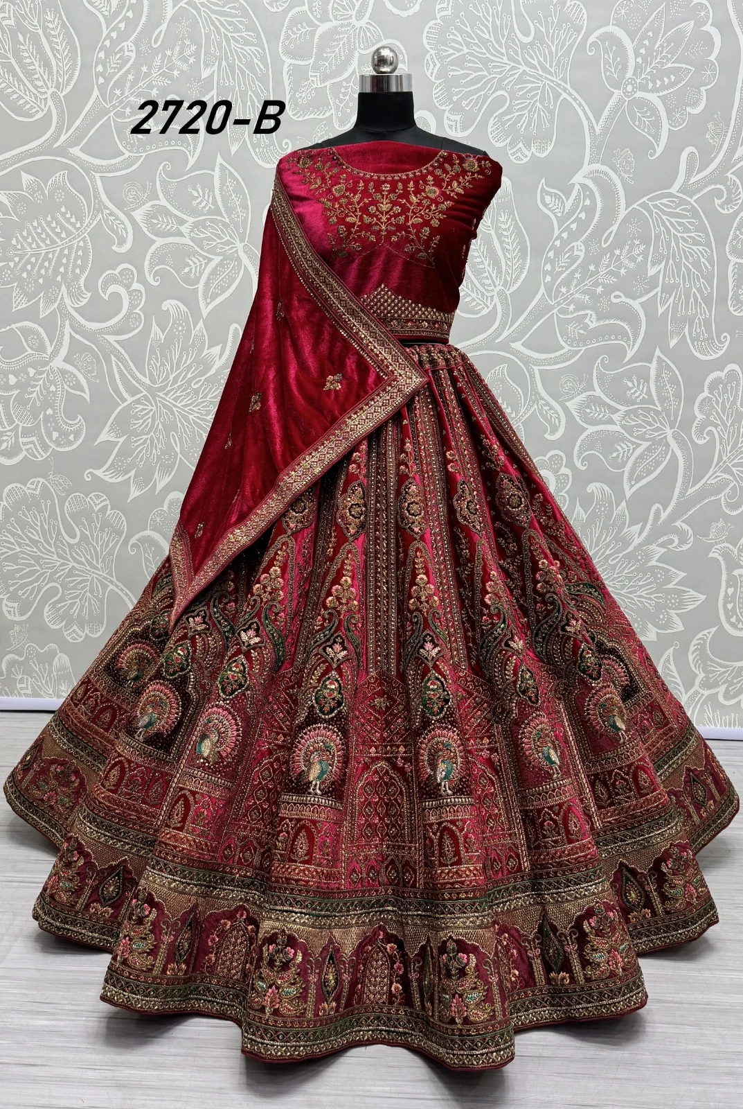 Anjani Art 2720A & 2720B Velvet Wholesale Lehenga Catalog — Wholesale Lehenga, MPA wholesale from Surat - Gallery Image 2